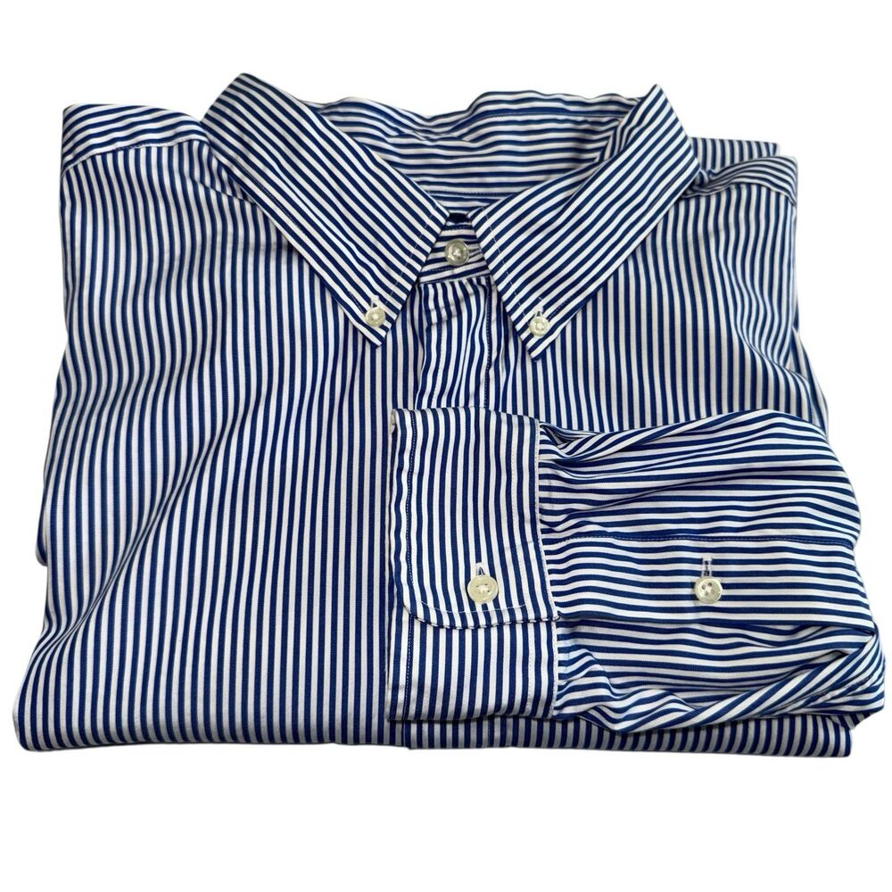 Ralph Lauren Mens LS Shirt 3XLT Blue/White Striped Button Down Classic Fit Tall - Picture 2 of 7
